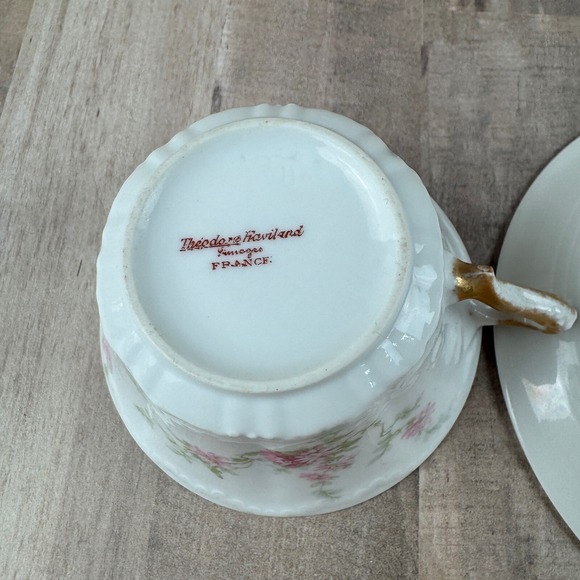 Vintage Theodore Haviland Limoges France Tea Cup and Saucer Floral - Picture 7 of 7